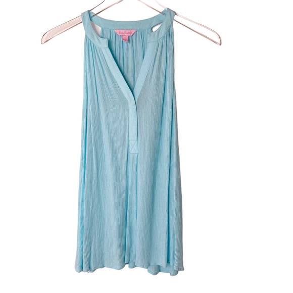 Lilly Pulitzer Blue Gauze Flowy Halter Tank Size Small - Picture 2 of 6